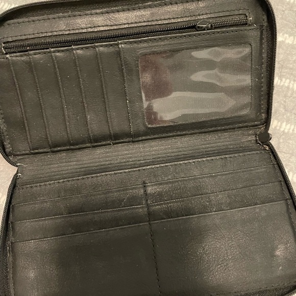 Vintage 90's Black Leather Long Zip Around Clutch Wallet - Picture 5 of 7